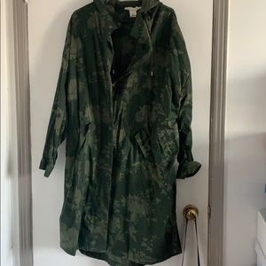 Green Floral Trench Coat